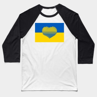 Ukraine Flag With Heart (Blue - Yellow) Baseball T-Shirt